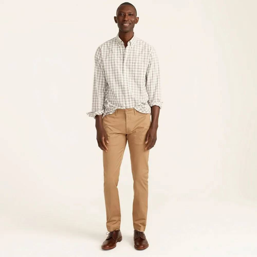 J.Crew Mens 484 Slim-fit Stretch Chino‎ Pants in River Brown Size 35x32